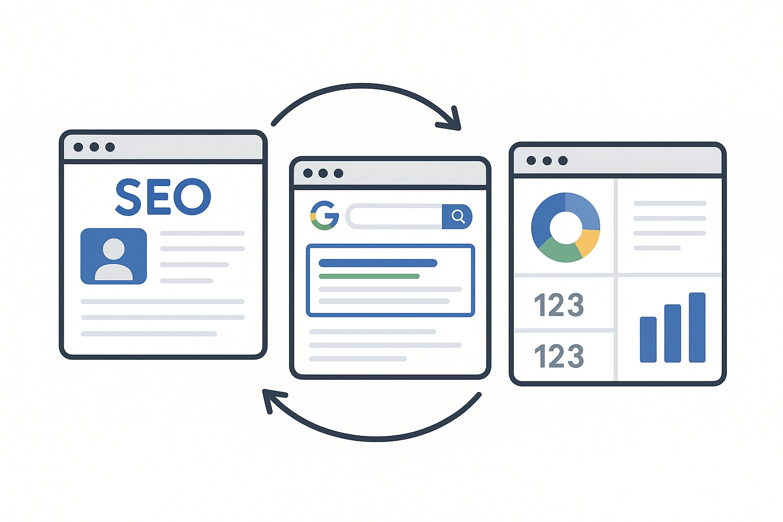 Una persona estableciendo un objetivo claro en una pizarra blanca con palabras clave de SEO semántico y modelo GROW