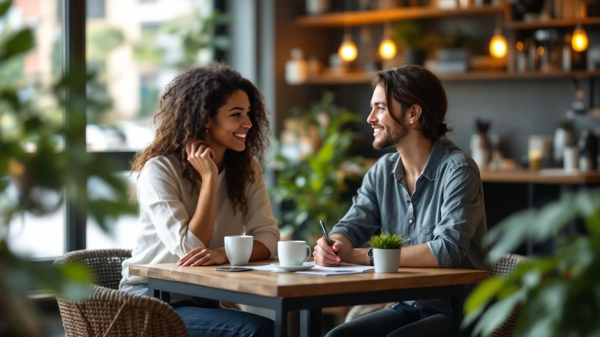 Emprendedora entrevistando a un cliente potencial para validar las hipótesis de su plan de negocio