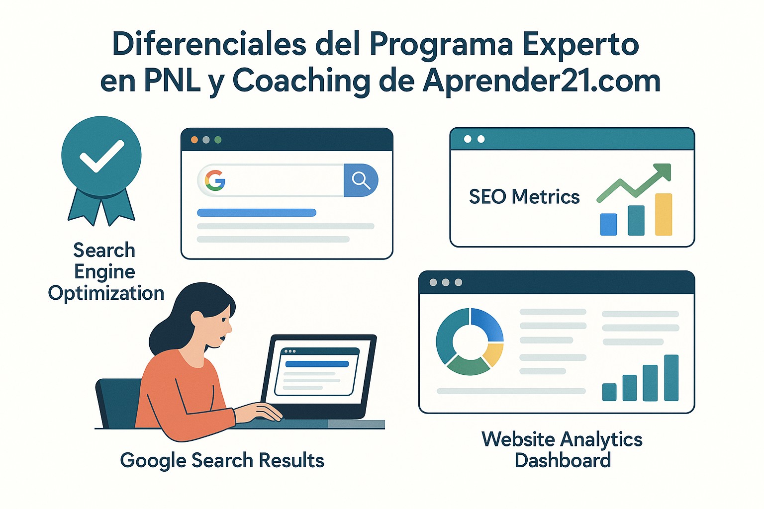 Profesional de PNL y coaching interactuando con clientes, mostrando resultados tangibles