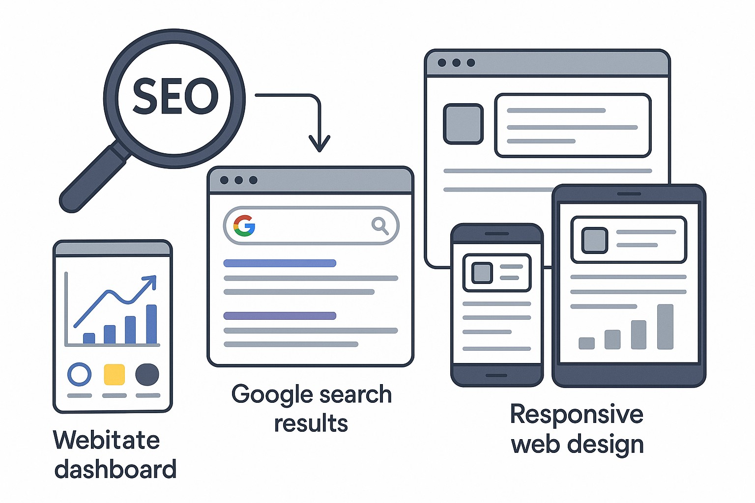 Ilustración sobre diseno web responsive guia