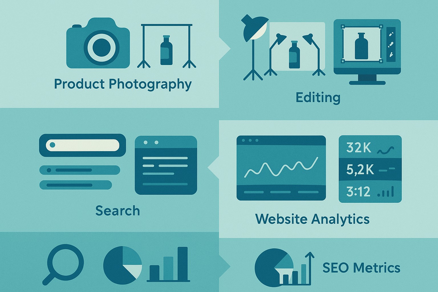 Infografía: conceptos clave de Fotografía de Producto: Setup, Iluminación y Edición para E-Commerce [Guía 2026]