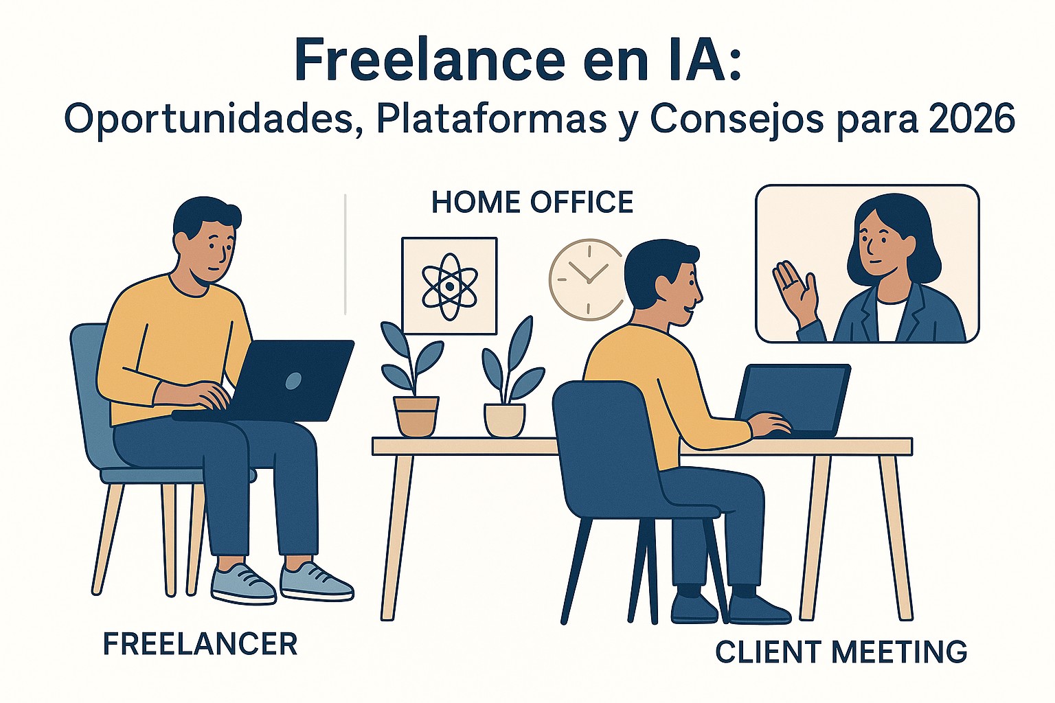 Ilustración sobre freelance ia oportunidades 2026