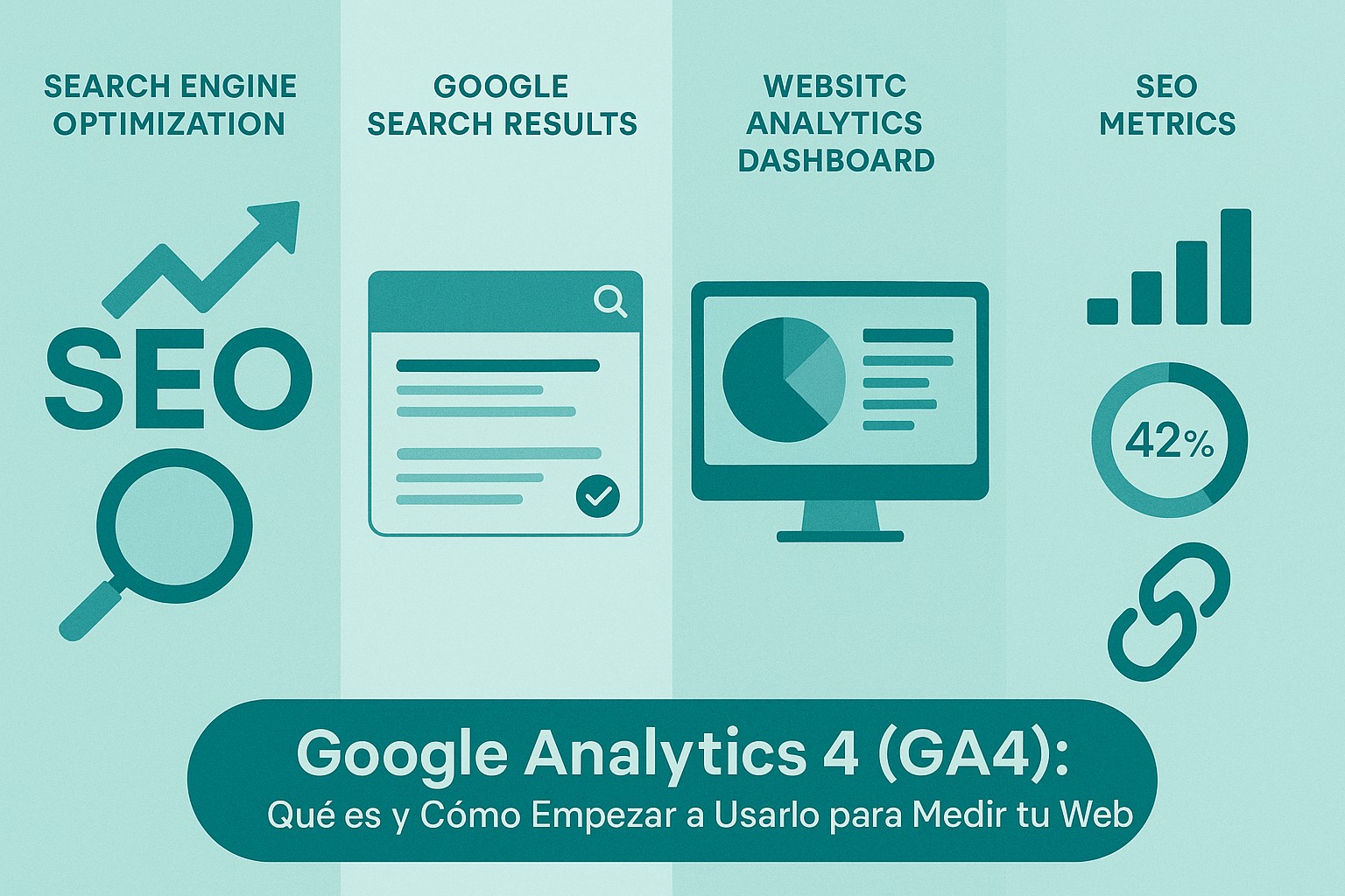 Infografía: conceptos clave de Google Analytics 4 (GA4): Qué es y Cómo Empezar a Usarlo para Medir tu Web