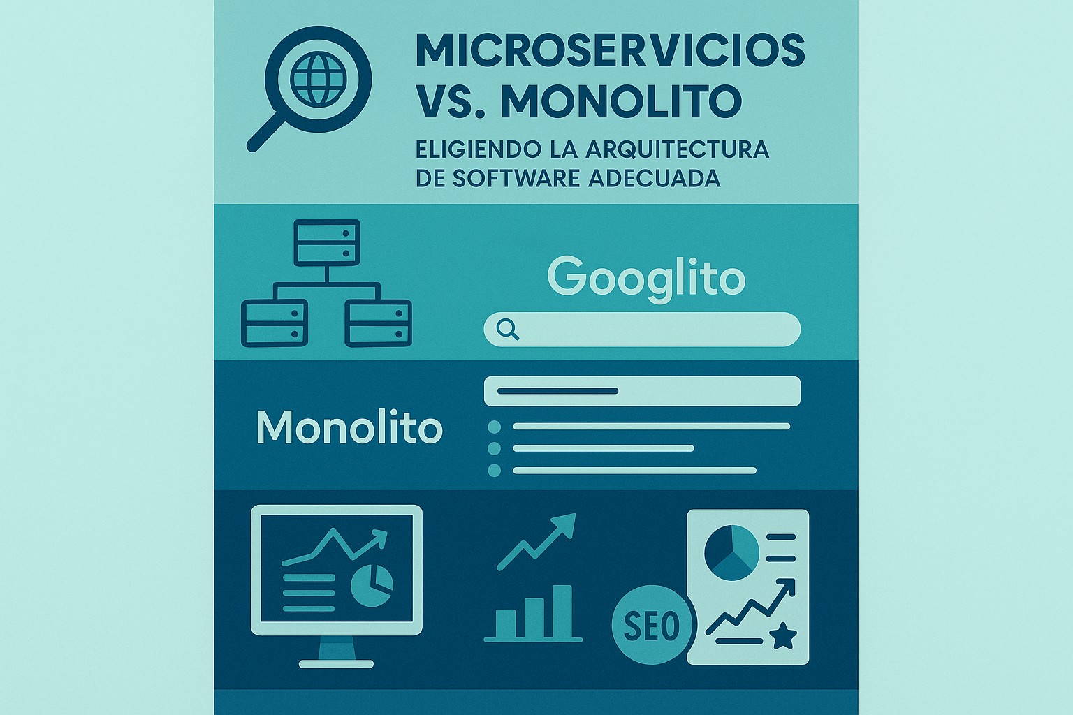 Infografía: conceptos clave de Microservicios vs. Monolito: Eligiendo la arquitectura de software adecuada