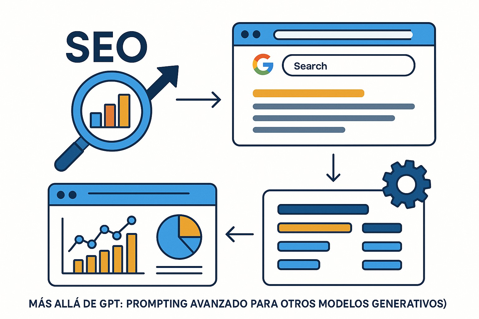 Persona analizando un diagrama de flujo de prompting avanzado para IA generativa