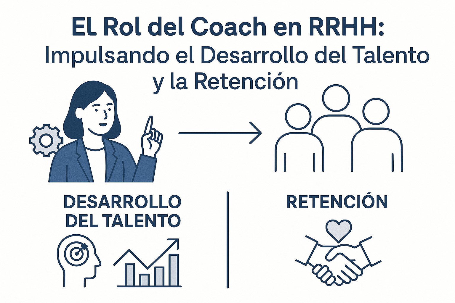 Coach de RRHH guiando a un empleado en una sesión de desarrollo de talento en un entorno de oficina moderno