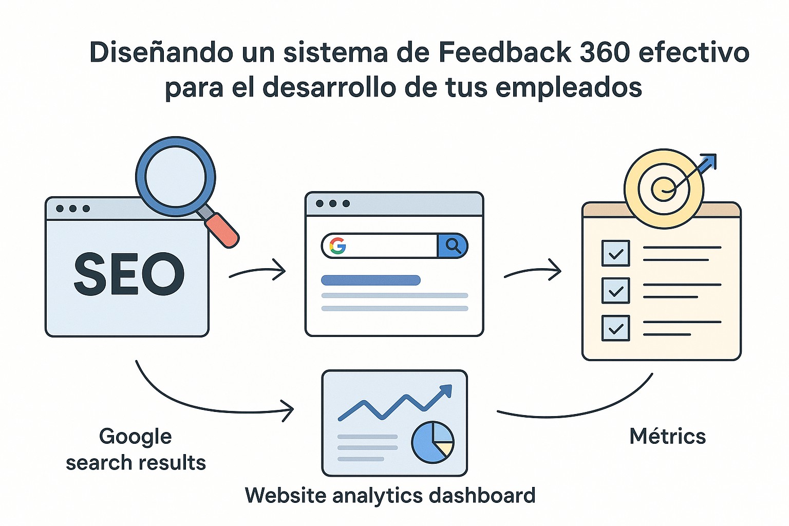 Diseño de un cuestionario de feedback 360 con escalas de valoración y secciones de comentarios