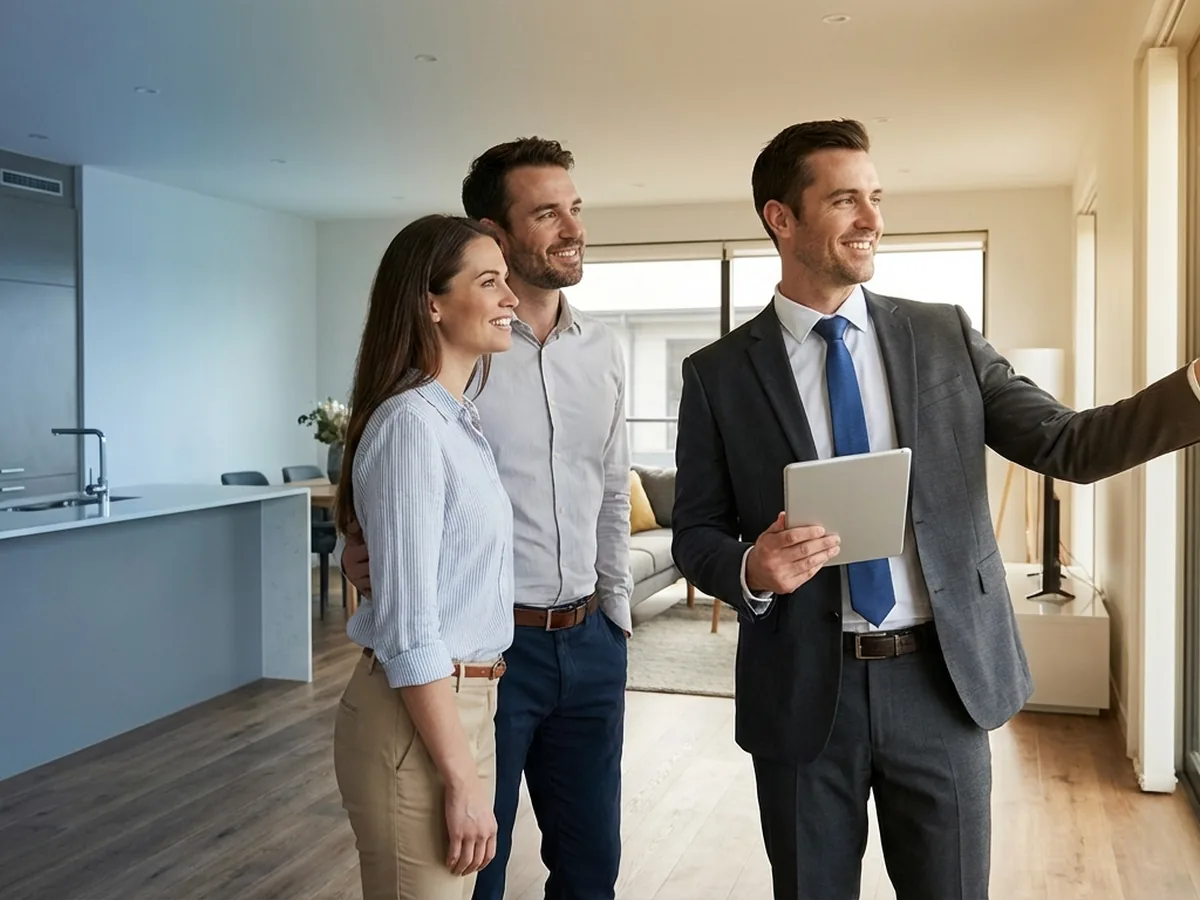 Agente inmobiliario mostrando propiedades en Espa&ntilde;a