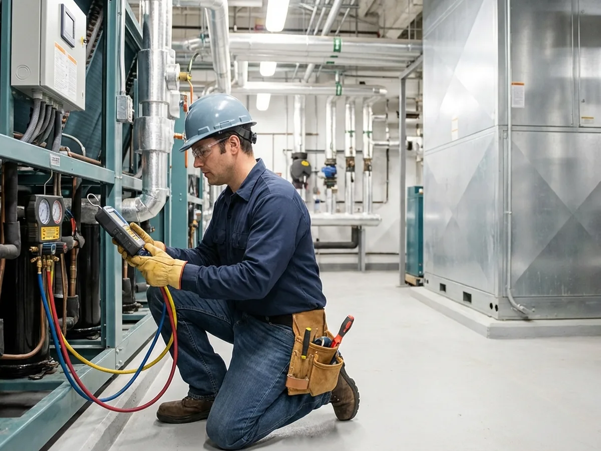 T&eacute;cnico de mantenimiento industrial con herramientas